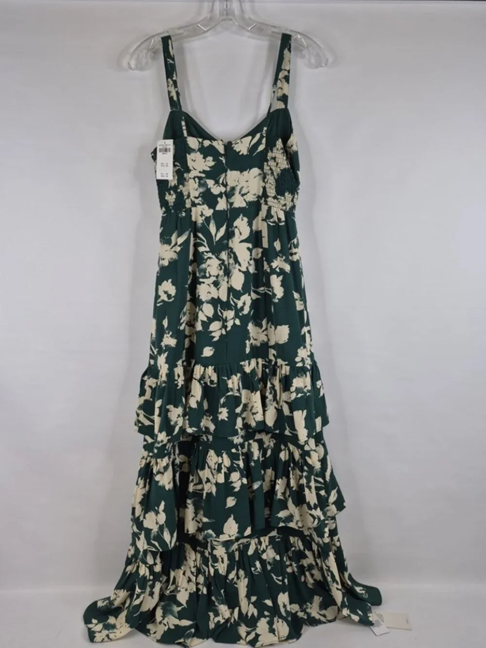 Abercrombie & Fitch Ruffle Tiered Maxi Dress Green Pattern Size S NWT $150